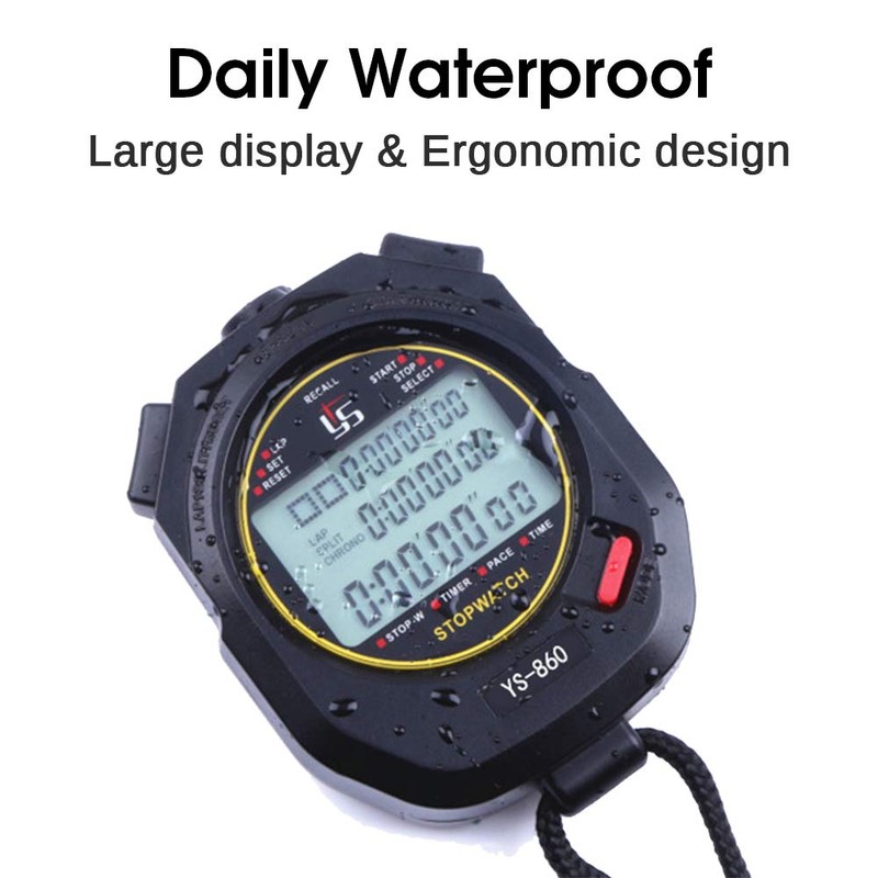 LAOPAO Stopwatch, 1/100 seconds Precision 60 Memories Large Display Daily