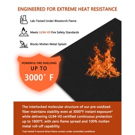 JUIN 20 x 47 Inches Fireproof Welding Blanket: 1 Pack Carbon Fabric Fire Blankets Retardant Flame Cloth Rag Heat Resistant Stove 1800°F Mat Heat Shield for Fire Pit Smoker Soldering Grill