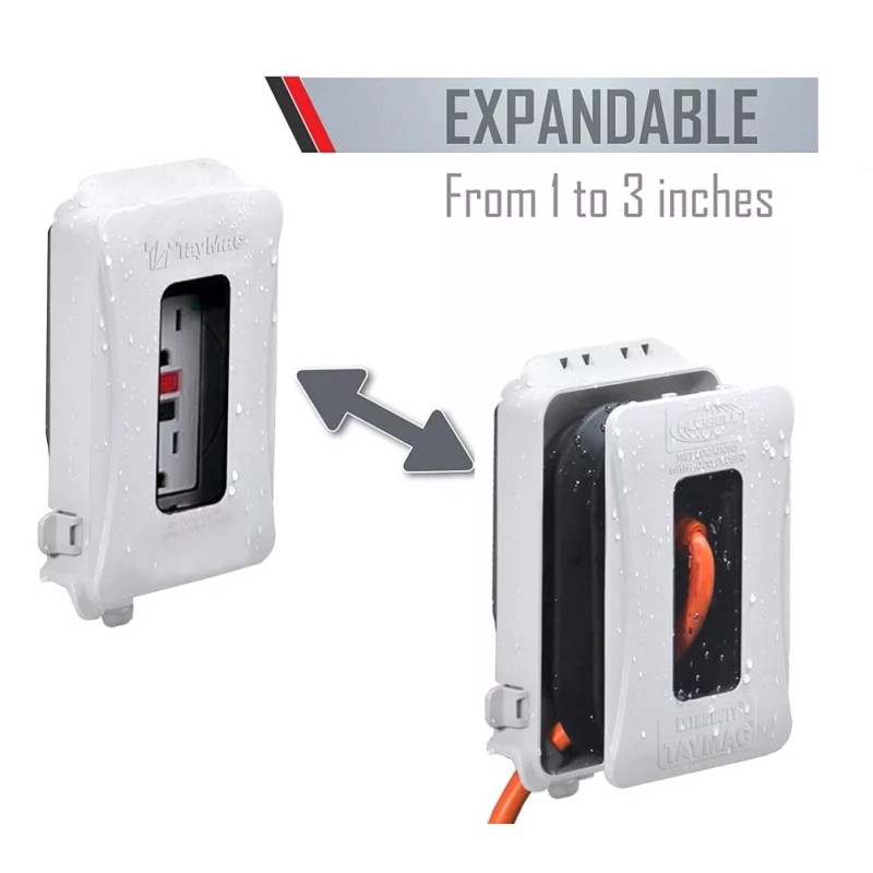 TayMac White 1-Gang Weatherproof In-Use Expandable Electrical Outlet