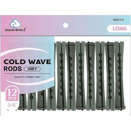 Dream World 3/8" Cold Wave Rods Long Grey 12 Pcs Pack