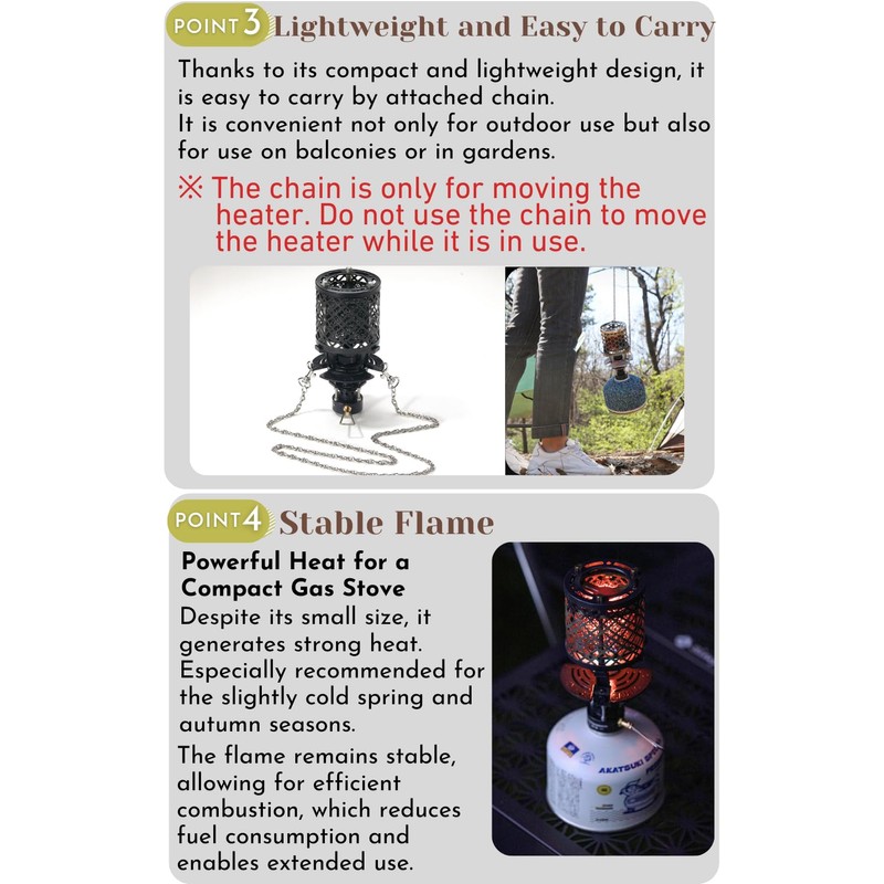 CAMPINGMOON Gas Heater Propane Isobutane for Camping Outdoor T-HEATER GASWARE