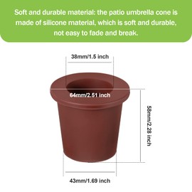 Outus Patio Table Umbrella Hole Ring Umbrella Cone Wedge Plug Umbrella Stabilizer Sleeve for 2 to 2.5 Inch Patio Table Hole and 1.5 Inch or Umbrella Pole Adapter (Brown,4 Pieces)