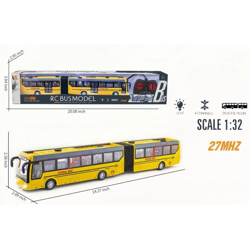UNOMI 1:32 Scale RC School Bus Model-Remote Control Toy w/