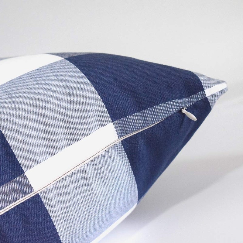 HOPLEE Farmhouse Pillow Covers 20x20 Navy Blue Pillow Cover with