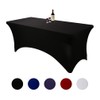 Waysle 8ft Black Fitted Spandex Tablecloths Rectangular Wedding Party Banquet