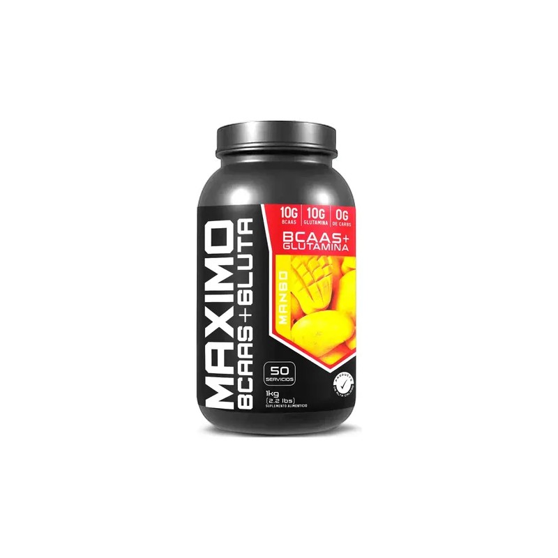 Suplemento Bcaas Glutamina 1kg Maximo Sabores Mango