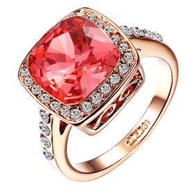 Yoursfs 4.5Ct Big Red Crystal Rings For Women Wedding 18k Yellow Gold Plated Engagement Rings Jewelry Gift