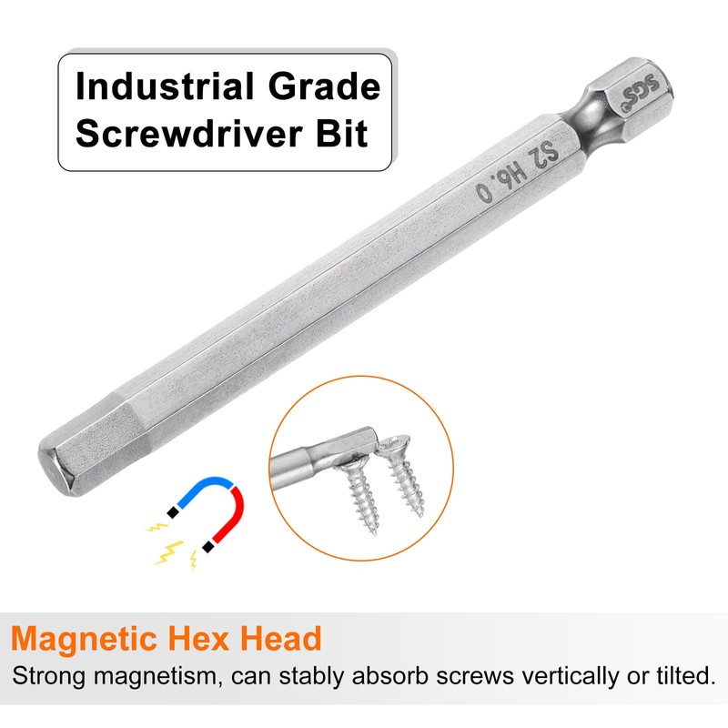 HARFINGTON Hex Head Wrench Drill Bit 6mm (H6) Metric 1/4"
