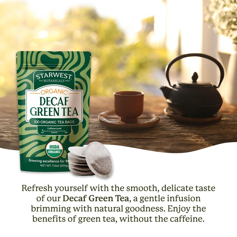 Starwest Botanicals Organic Decaf Green Tea - Decaffeinated Herbal Tea,
