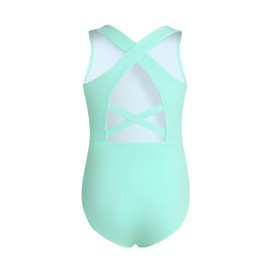 Phineein Girls Gymnastics Leotards Crisscross Back - Kids Sleeveless Ballet Dance Fancy Crossover Leotard, Mint Green, 4-5