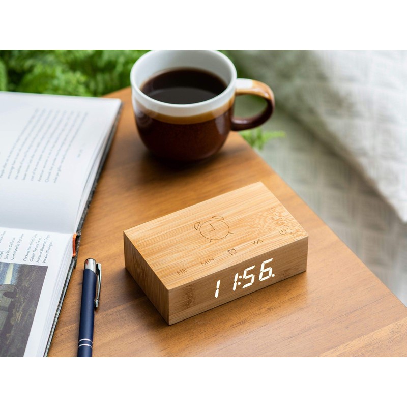 Gingko Design G003B11 Alarm Clock, Wood, Brown, One size