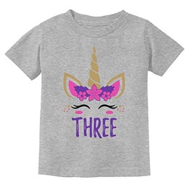 Tstars Gift for 3 Year Old Girl Unicorn 3rd Birthday Toddler Kids T-Shirt 4T Gray