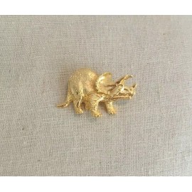 Triceratops Dinosaur Jewelry Gold-Finish Pin