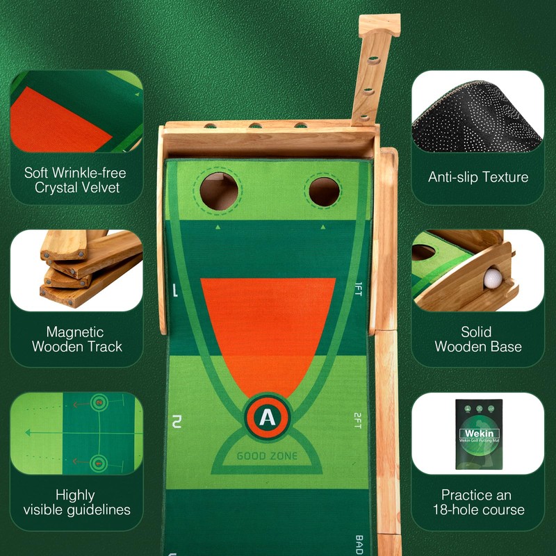 Wekin Indoor Putting Green with Auto Ball Return,11 Foot Golf