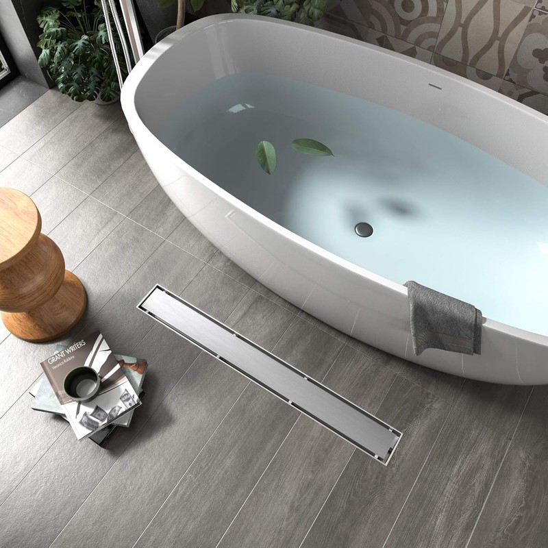 YEFU Shower Drain Nickel for Bathroom: 42 Inch Stainless Steel