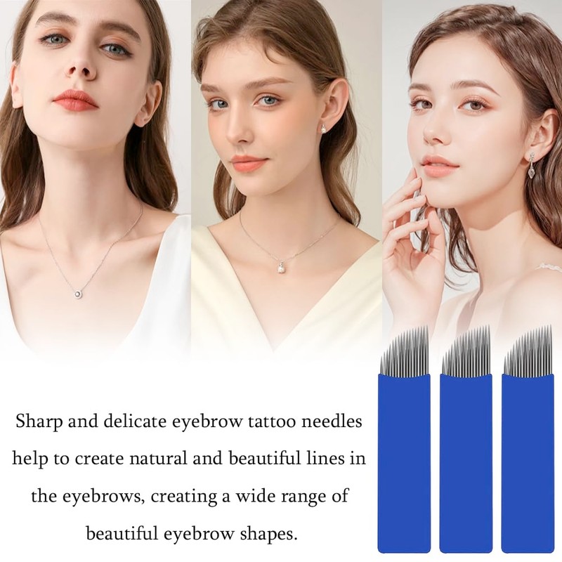 20PCS Eyebrow Microblading Needles Disposable Permanent Makeup Blades 18 Pin
