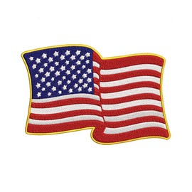 American Flag Patch Gold Waving USA Emblem Fully Embroidered DIY Iron-on/Sew-on Decorative Embroidery Applique Clothing Vest Jacket Bags Premium Stitching Patriotic Badge US United States Morale