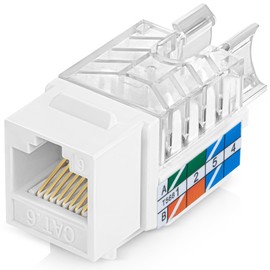 Everest 45° Angled RJ45 Cat6 Keystone Jacks 20-Pack in White - Slim Profile Female RJ45 Connectors - Cat 6 Keystone Jack - Compatible with 45° Angled Speed Termination Tool - 45Term (B0BL3GS7ZY)