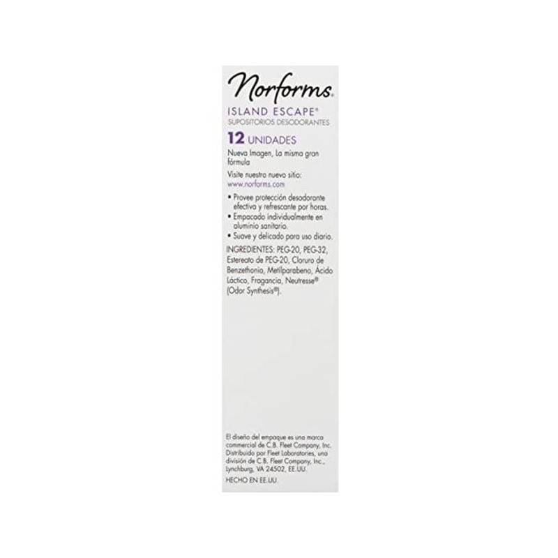 Norforms Deodorant Suppositories, Gynecologist Tested, Long-Lasting Odor Control, Individually Wrapped,