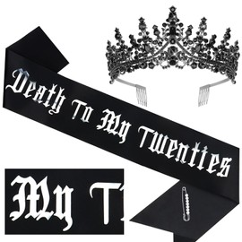 Araluky Death to My 20s Decorations, 30th Birthday Sash and Crown Rip to My 20s Sash Happy 30th Birthday Decorations for Her Rip 20s Birthday Decorations
