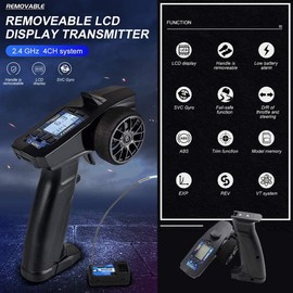 havcybin Turbo Racing P32 91803G-C 2.4G 4CH RC Remote and Receiver Controller LCD Display with Waterproof Radio Transmitter for RC Car Boat PK FS-GT3B (GA-4H-TX)