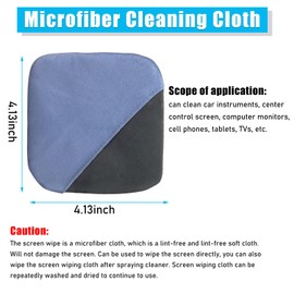 Ohleats Car Screen Cleaner, 4.13"×4.13" Square Microfiber Auto Screen Cleaning Pad, Foldable Touch Screen Cleaner Cloth for Vehicle Dashboard LCD Display, Interior Car Accessories (Blue&Gray)
