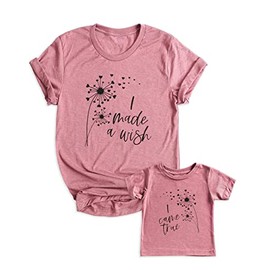Mom and Daughter Matching Outfits I Made a Wish Mommy and Me Shirts Mom and Baby Matching Shirt
