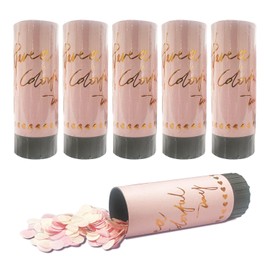 5pcs Mini Pink Confetti Cannons, Party Confetti, Biodegradable Confetti, Handheld Wedding Confetti Cannons, Suitable For Weddings, Parties, Corporate Events, Christmas, Birthday Parties, Etc.