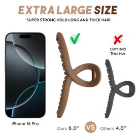 Extra Large Claw Clips for Thick Hair and Long Hair, 2 Pack XXl Jumbo Claw clips, Oversized Matte Non-slip Butterfly Hair Clips for Women, Big Strong Hold Jaw Clip, Black & Ash Green