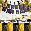 3 Pack Black and Gold Tinsel Table Skirts