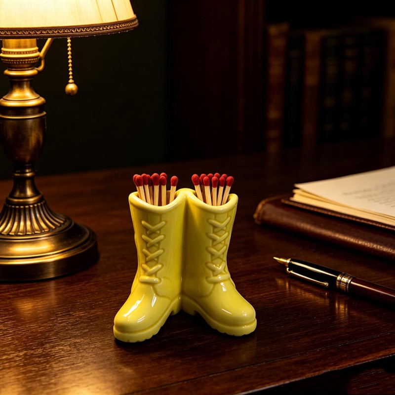 WJINNG Cowboy Boot Match Holder, Match Holder with Striker, Decorative