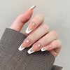 Apictseoo Nude White rhinestone French Designs Coffin Fake Nails 24