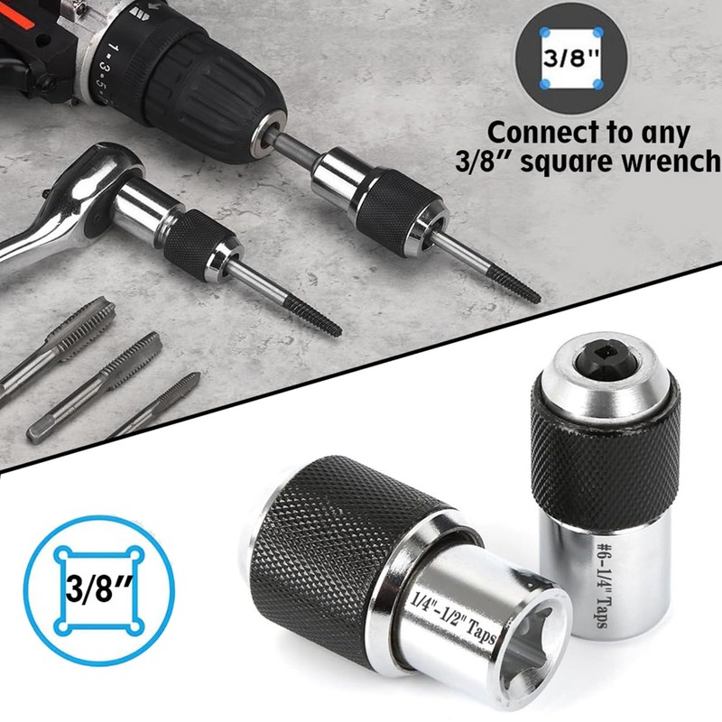 Bestgle 2Pcs Screw Tap Socket Set, 3/8" Square Drive Extraction