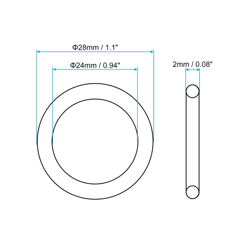 PATIKIL 20pcs Nitrile Rubber O-Rings 28mm Outside Diameter 24mm Inner