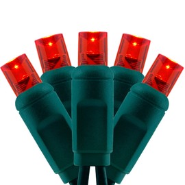 YULETIME Red One-Piece 5MM LED Christmas Lights, Total 48 Feet 140 Count 2 Strands 24ft 70ct Waterproof Wide Angle String Light (Red)