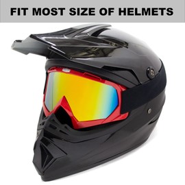 CoPvner Motocross ATV Goggles Dirt Bike Goggles Motorcycle Goggles Riding Goggles OTG Offroad Goggles Ski Mx Helmet Racing Four Wheeler Goggles for Adults Men Women Youth Kids(Red frame+color lens)