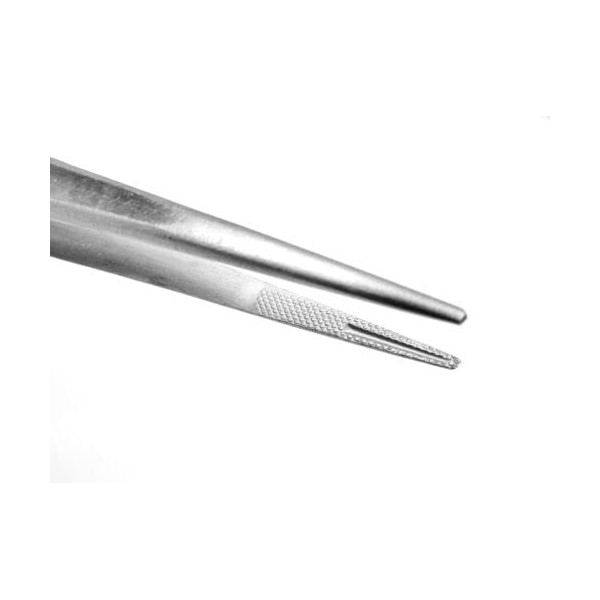 Diamond Stone Tweezers with Groove Tips 6-1/2" Stainless Medium Grooved