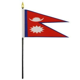 AZ FLAG Nepal Table Flag 4'' x 6'' - Nepalese Desk Flag 15 x 10 cm - golden spear top