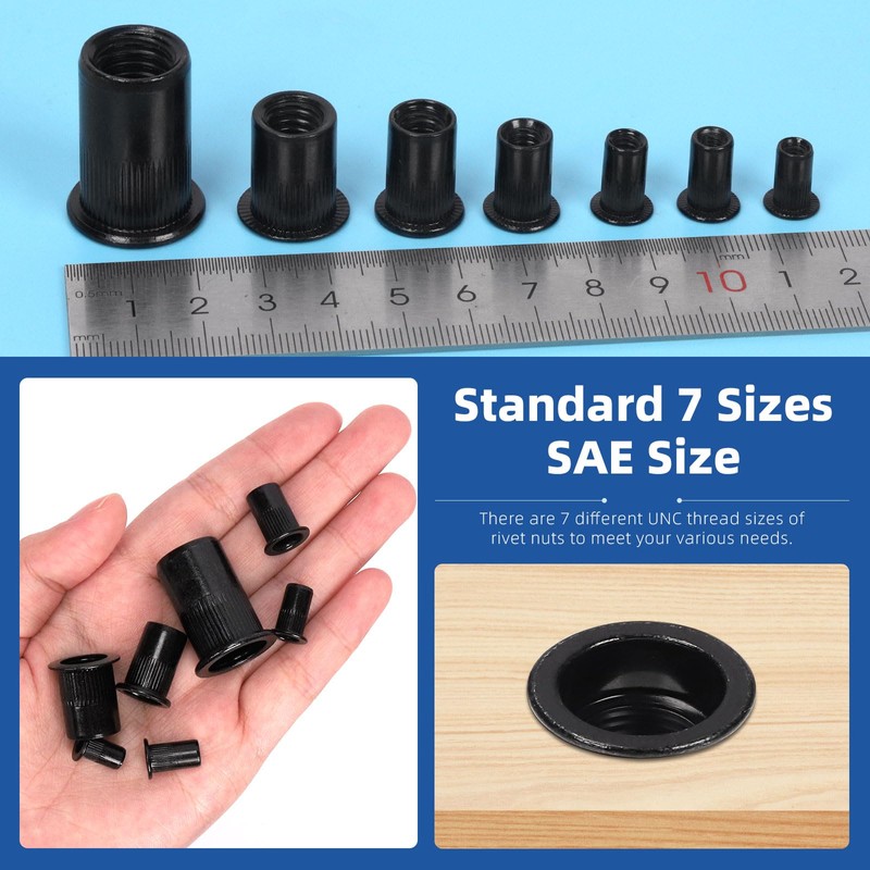 Glarks 100Pcs 5/16”-18UNC Rivet Nuts Kit Black Zinc Plated Carbon