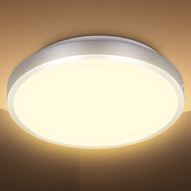 B.K.Licht LED ceiling light, aluminium colour, incl. 12 W LED Board I 1200 lm, 3000 K Warm White Light Colour, IP20, Diameter 288 mm. / 11.33 inches.