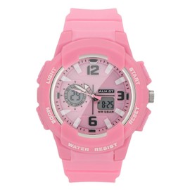 SMAEL Waterproof Digital Analog Dual Display Watch Round Electronic Quartz Wristwatch Pink