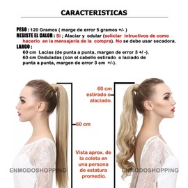 Coleta Postiza Lacia SARLA 22inch Cola de Caballo Resistente al Calor (16H613-RUBIO CLARO CENIZO RAYOS BEIGE), 1.0 unidad