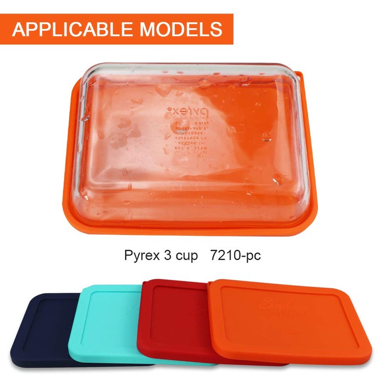 Sophico 3 Cup Rectangle Silicone Storage Cover Lids Replacement for