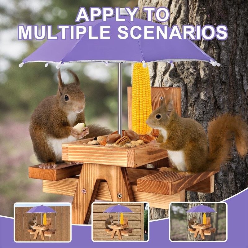 Gnodary Squirrel Feeder with Umbrella, Squirrel Feeders for Outside, Squirrel