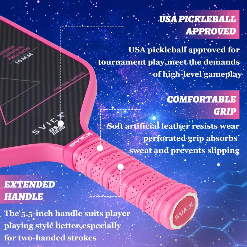 SVICX Pickleball Paddles,Professional Carbon Fiber Pickleball Paddle-Aramid Fiber Surface,Superior Control,Strong
