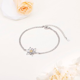 Edelweiss Bracelets for Women Sterling Silver Flower Edelweiss Chain Bracelet Oktoberfest Jewelry Birthday Gifts