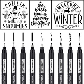 MARTCOLOR Calligraphy Pens, 9 Size Calligraphy Pens for Writing, Brush Pen Calligraphy Set for Beginners, Calligraphy Brush Pens, Hand Lettering Pen for Art Drawing, Sketching, Scrapbooking