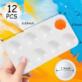Hulameda 12pcs Paint Tray Palettes for Kids, White Plastic Paint Tray for Painting Party, DIY Craft and Art Painting- Rectangular