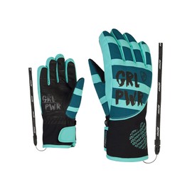 Ziener Girls LIWA Ski Gloves / Winter Sports | Waterproof, Primaloft, Fashionable, Blue Sea Arcadian Green, 4