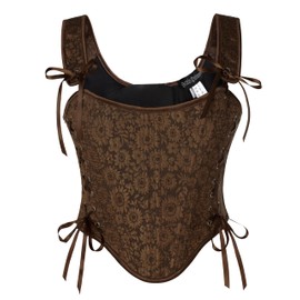 Scarlet Darkness Bustier Tops for Women Renaissance Faire Costume Floral Lace Up Corset Top Brown Size 6